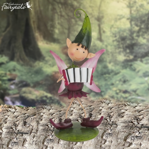 Pixie Pete mit Ziehharmonika - 12cm - Feengarten Zubehör Gartendeko