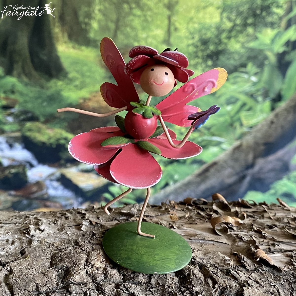 Große Elfe Figur Deko Fairy Rosa Pink Statue Fantasy Blumenmädchen Flügel Fee 