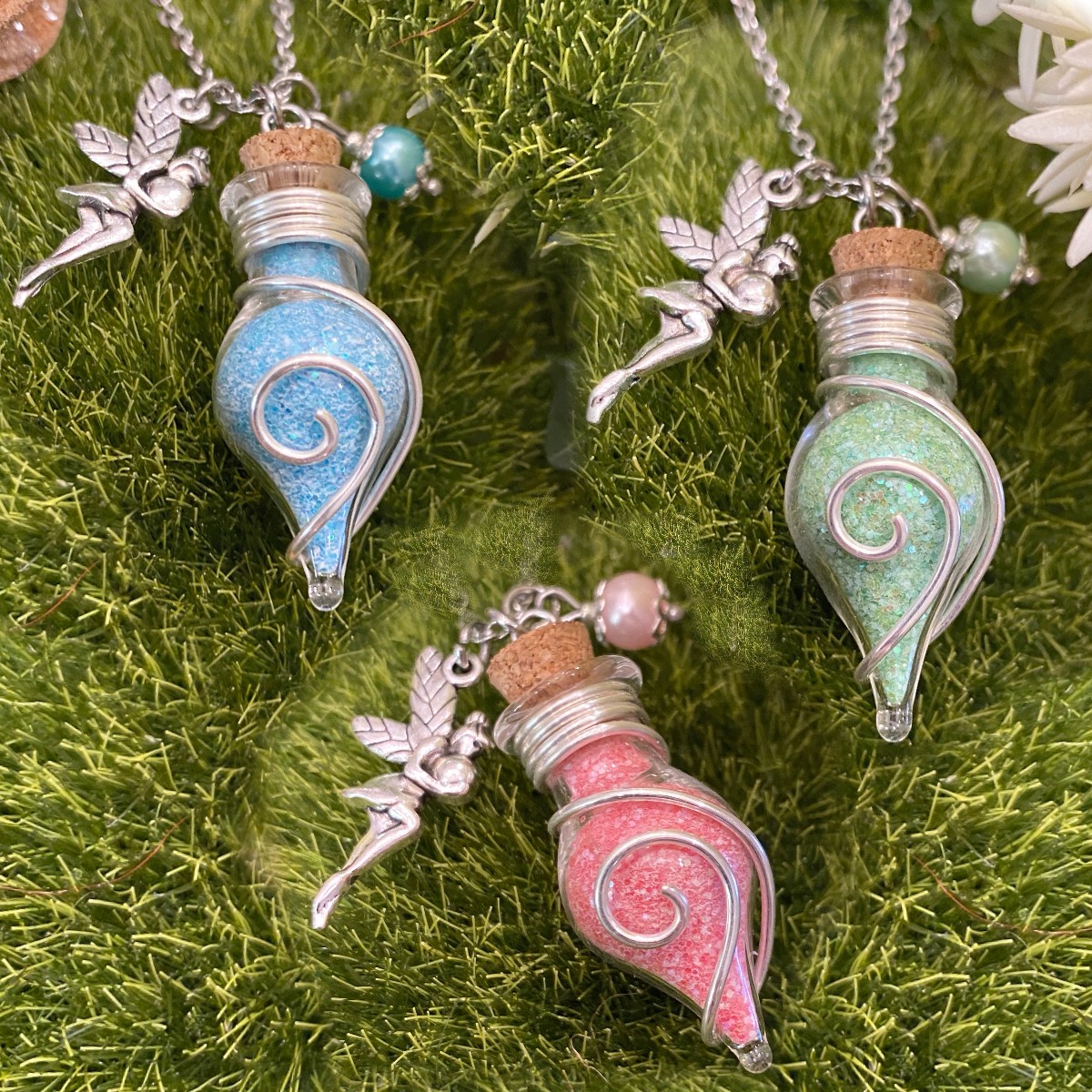 Schmuckset Glücksbringer Kette Phiole der Lichtfee in drei - Main Image